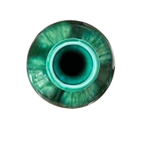 MCM Vintage M.C.I Japan Green Drip Glaze Vase Footed Base Original Sticker - Picture 4 of 5